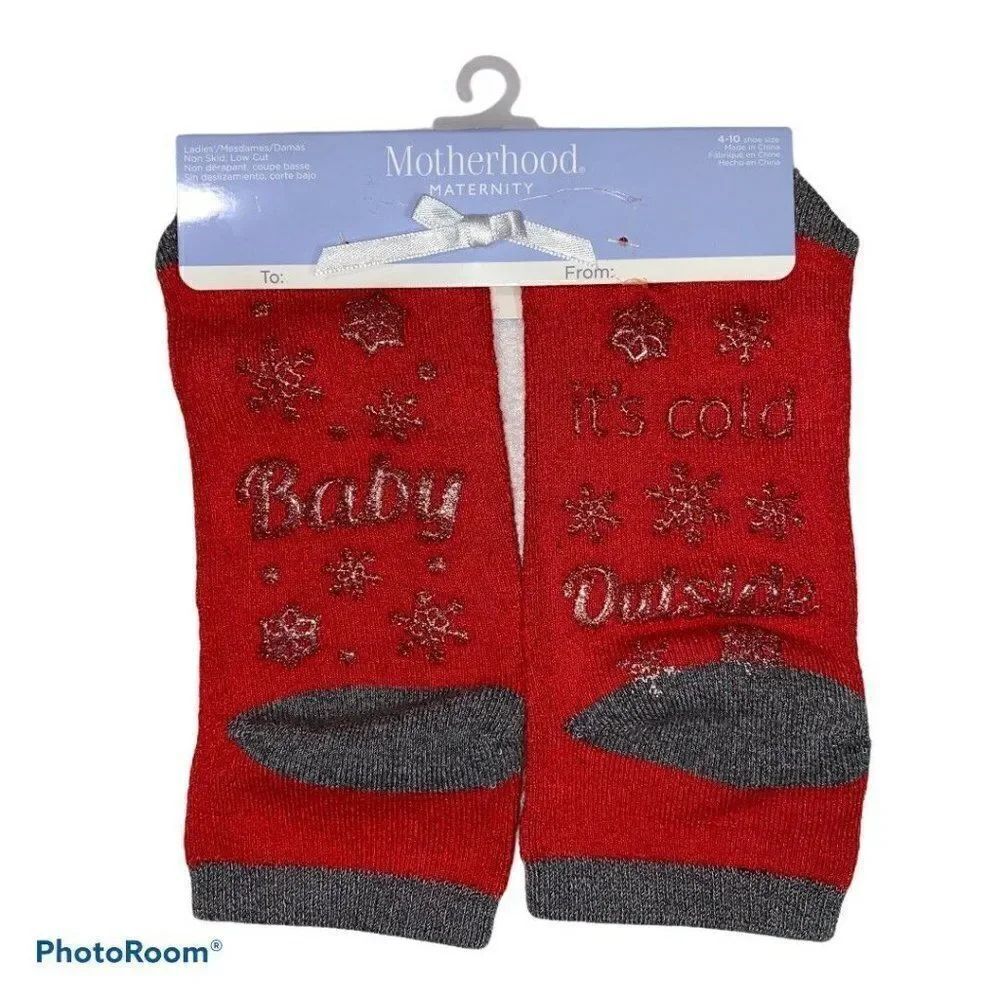 Motherhood Maternity Red Holiday Ankle Grip Socks